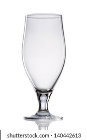 Empty Beer Glass Isolated On White Background.