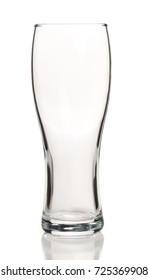 Empty Beer Glass Isolated On White Background