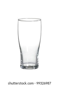 Empty Beer Glass Isolated On White Background.