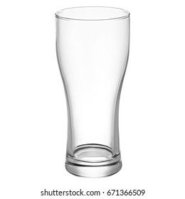 Empty beer glass for beer on isolated white background