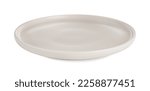 Empty beige ceramic plate isolated on white