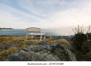 Empty bench by summer beach in the park with beautiful sea
 - Powered by Shutterstock