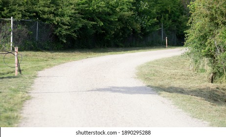 Empty Bike Path With No People Or Vehicles. Summer Landscape.