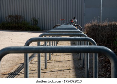 Empty Bike Racks At The School