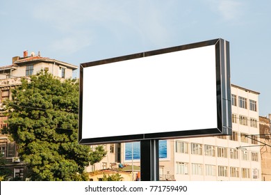 An Empty Billboard For Outdoor Advertising In Istanbul, Turkey. Street Advertising.