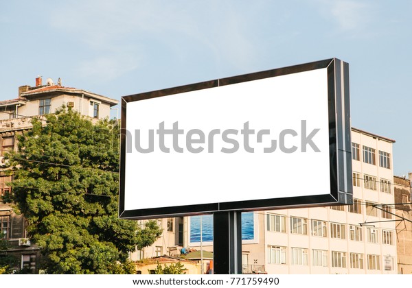 An empty billboard for outdoor advertising\
in Istanbul, Turkey. Street\
advertising.