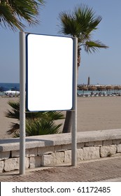 Empty Billboard And Sidewalk At The Beach