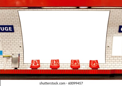 Empty Billboard In Subway Paris Clipping Path Included