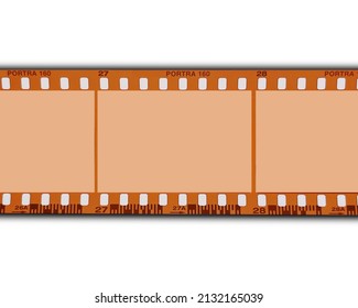 empty black 35mm film frame or border on white background