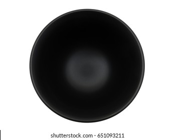 Empty Black Bowl On White Background, Top View