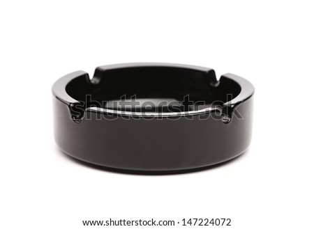 Empty black ceramic ashtray