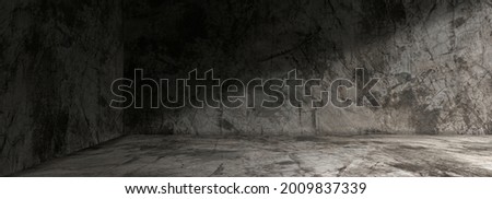 Empty black, dark, and gray abstract cement wall and studio room, interior texture for display products. wall background