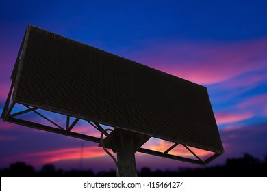 Empty Black Digital Billboard Screen For Advertising.Advertising Wall On Sky.