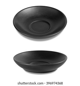 Empty Black Dish On White Background