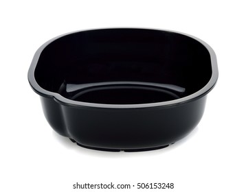 Empty Black Microwavable Plastic Food Bowl