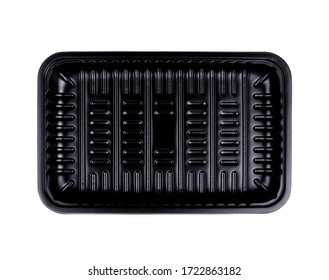 Empty Black Plastic Container Isolated On White.top View