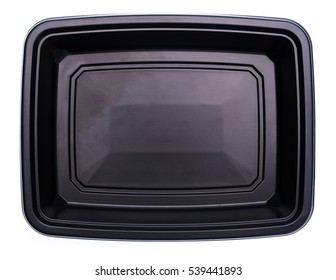 Empty Black Plastic Container Isolated On White Background