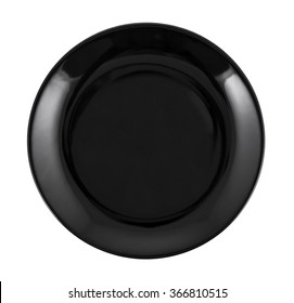 Empty Black Plate Isolated On White. 