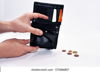 Empty Black Pocket With No Money. Isolated On White Background.