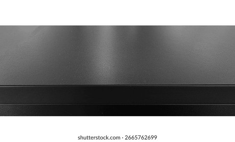 Empty black tabletop surface isolated on white