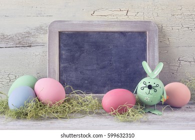 Empty Blackboard And Easter Decoration PPT template 10 | CrystalGraphics