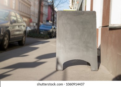 Empty Blackboard Sign On Sidewalk, Copy Space