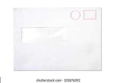 Empty Blank Envelope With A Window, Isolated On White