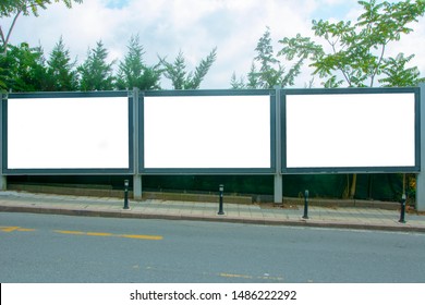 Empty / blank outdoor advertising billboards in the street - Shutterstock ID 1486222292