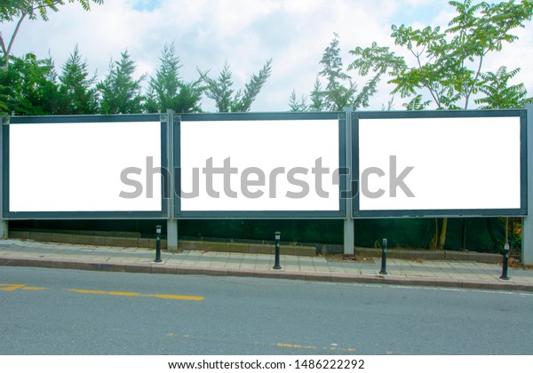 Empty / blank outdoor advertising billboards in\
the street