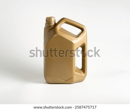 EMPTY BLANK PLASTIC BROWN ENGINE OIL BOTTLE ON WHITE BACKGROUND