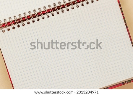 Empty blank sheet, page of spiral bound notepad, background, copy space
