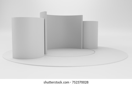 Empty blank stand booth mock-up template. 3D rendering