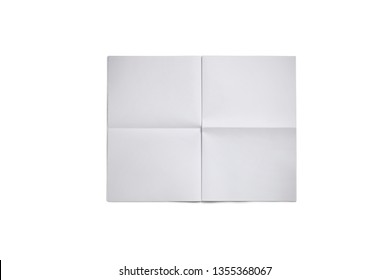 Empty Blank, White Expanded Newspaper Mock Up, Front Page On Isolated White Background.
