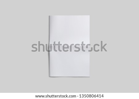 Empty, blank, white newspaper Mock up, front page on isolated grey background.