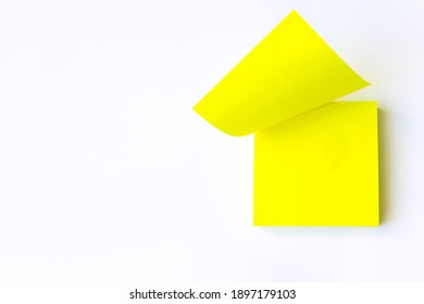 Empty Blank Yellow Post It Note. Close-Up. Yellow reminder note