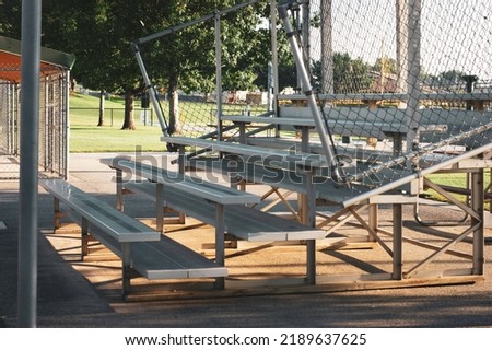 Empty bleacher on baseball and softball field