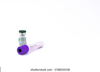 An Empty Blood Sample Tube For Coronavirus Test With A Vial Cont