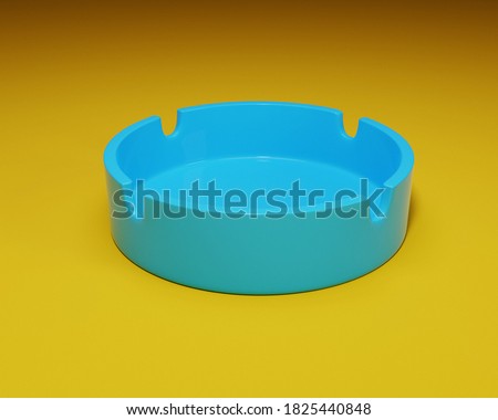 Empty blue ceramic ashtray isolated