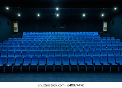 Empty Blue Cinema Seats, Chairs. 