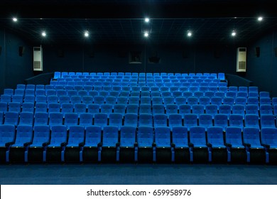 Empty Blue Cinema Seats, Chairs. 