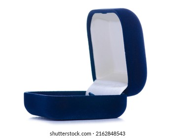 Empty Blue Jewelry Box On White Background Isolation