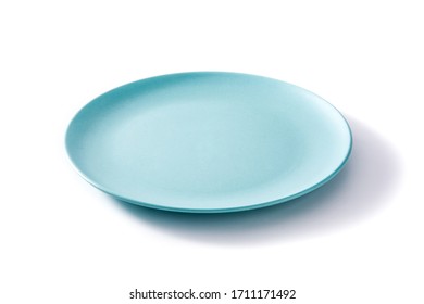 Empty Blue Plate Isolated On White Background