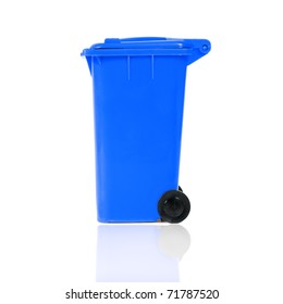 Empty Blue Recycling Bin