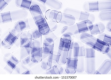 Empty Blue Toned Capsule For Medicine Background