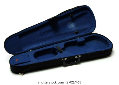 Empty Blue Violin Case, Isolated On White