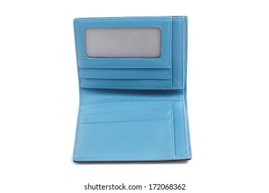 empty blue wallet isolated on white background