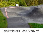 An empty BMX or skateboarding pump track