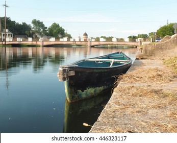 Empty Boat On The Water Of Bayou St John, New Orleans, Louisiana