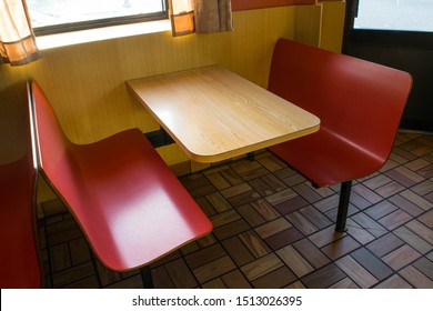 Empty Booth At A Pizza Parlor Restaurant 