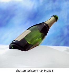 empty botle in the snow
